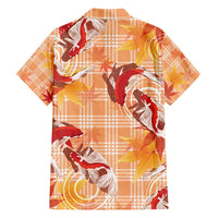 Orange Palaka Hawaii Aloha Family Matching Off Shoulder Maxi Dress and Hawaiian Shirt Koi Pond Mix Japanese Maple - Polynesian Pride