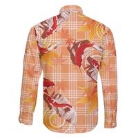 Orange Palaka Hawaii Aloha Family Matching Short Sleeve Bodycon Dress and Hawaiian Shirt Koi Pond Mix Japanese Maple - Polynesian Pride