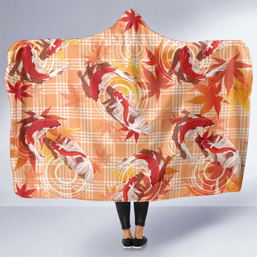 Orange Palaka Hawaii Aloha Hooded Blanket Koi Pond Mix Japanese Maple - Polynesian Pride