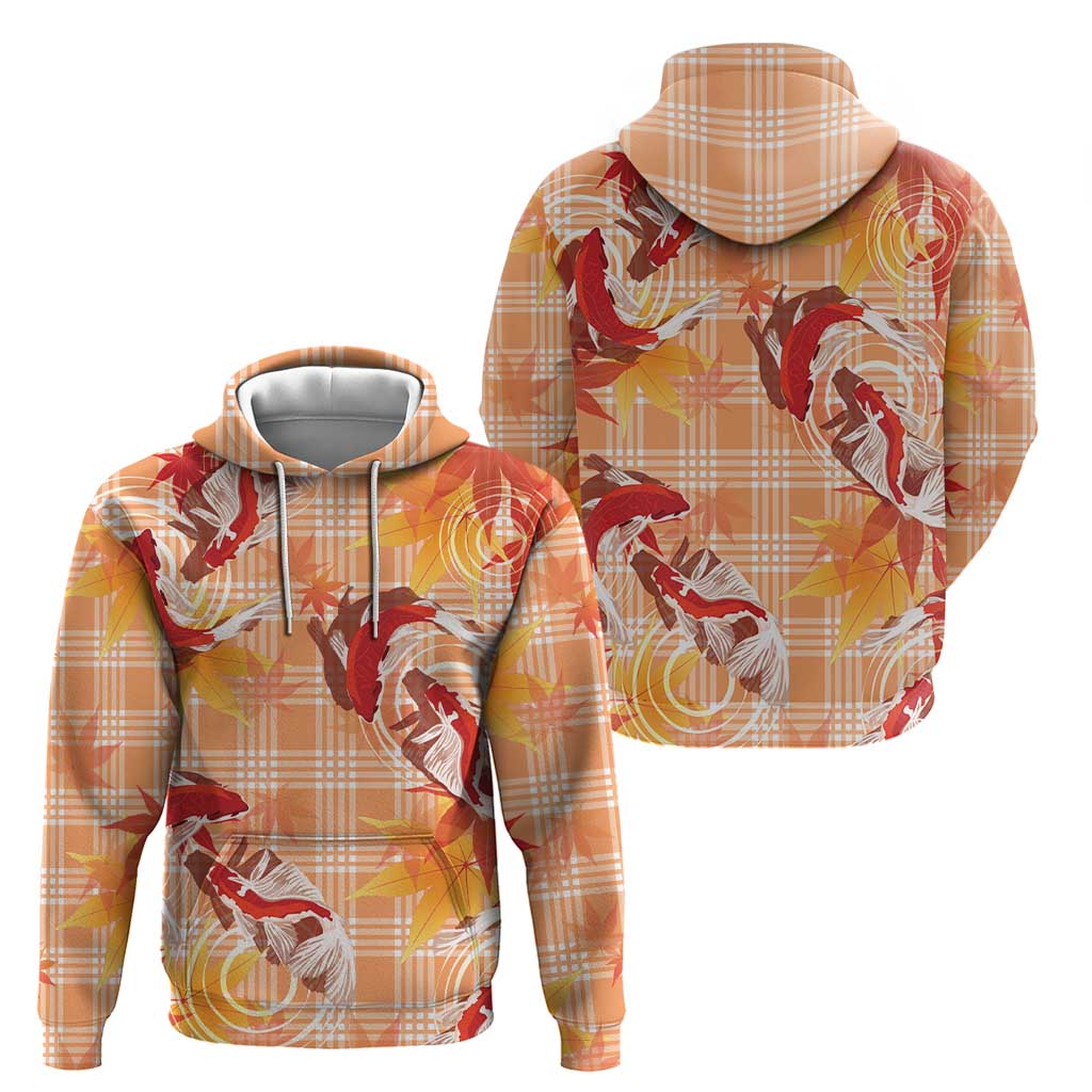 Orange Palaka Hawaii Aloha Hoodie Koi Pond Mix Japanese Maple - Polynesian Pride