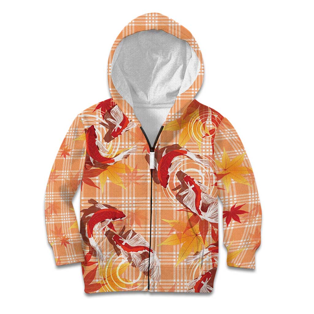Orange Palaka Hawaii Aloha Kid Hoodie Koi Pond Mix Japanese Maple - Polynesian Pride