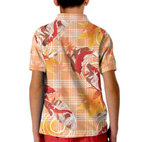 Orange Palaka Hawaii Aloha Kid Polo Shirt Koi Pond Mix Japanese Maple - Polynesian Pride