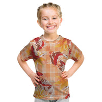 Orange Palaka Hawaii Aloha Kid T Shirt Koi Pond Mix Japanese Maple - Polynesian Pride