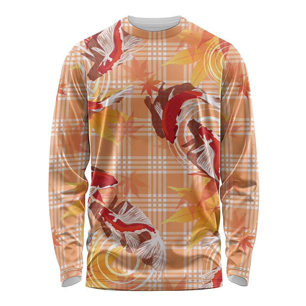 Orange Palaka Hawaii Aloha Long Sleeve Shirt Koi Pond Mix Japanese Maple - Polynesian Pride