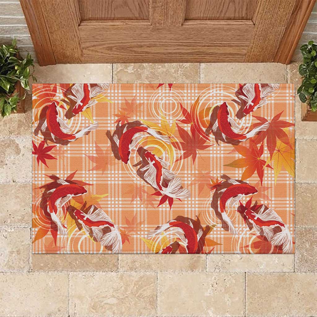 Orange Palaka Hawaii Aloha Rubber Doormat Koi Pond Mix Japanese Maple - Polynesian Pride