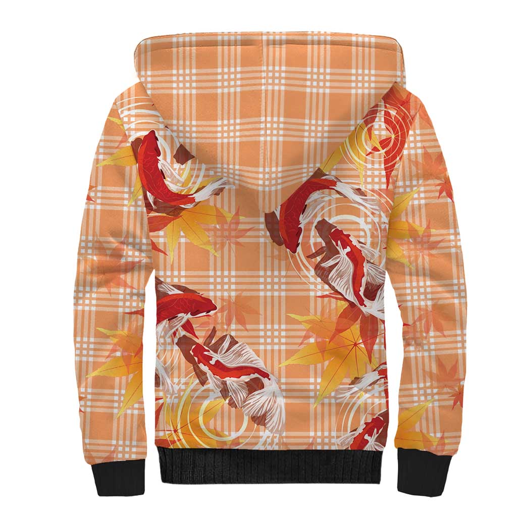 Orange Palaka Hawaii Aloha Sherpa Hoodie Koi Pond Mix Japanese Maple - Polynesian Pride