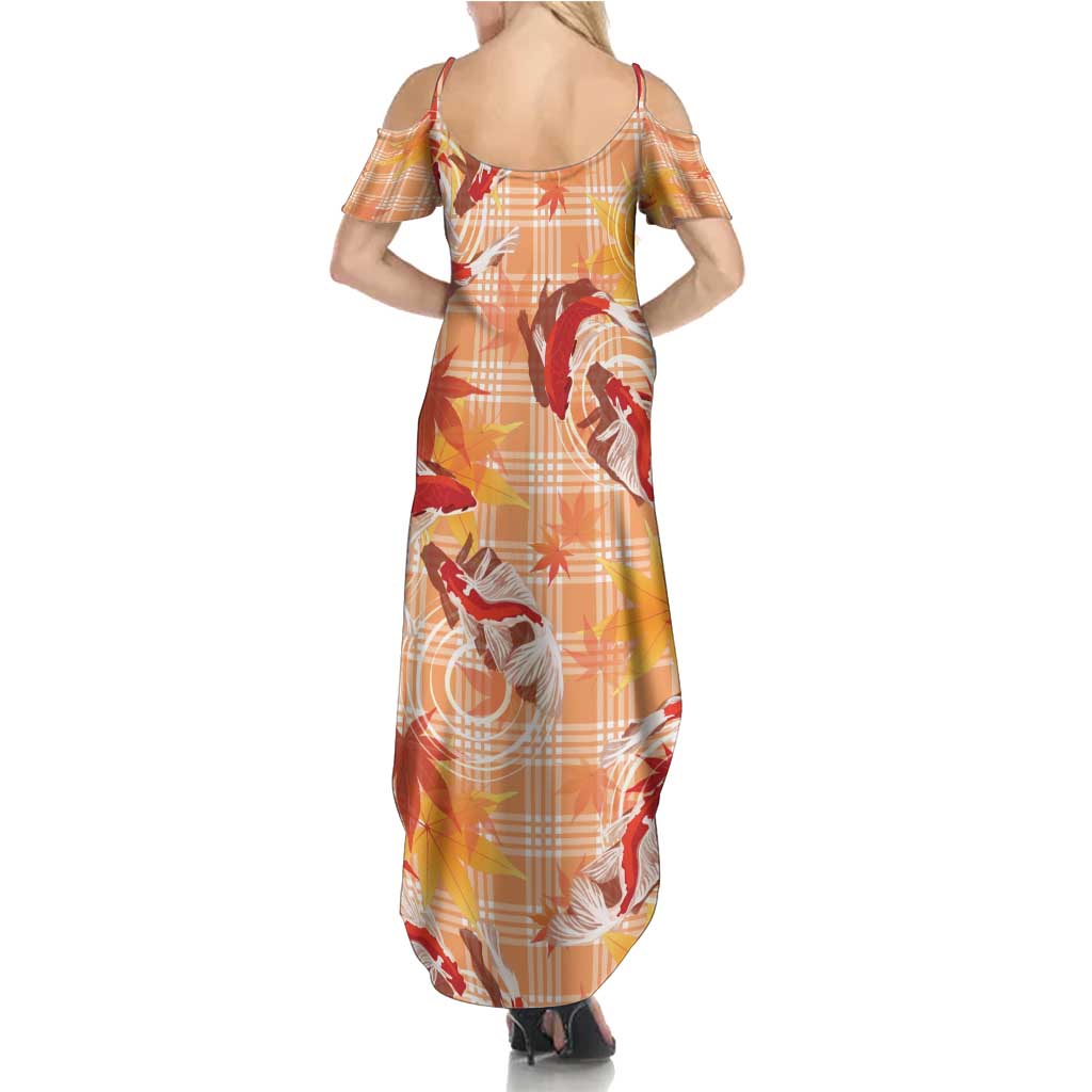 Orange Palaka Hawaii Aloha Summer Maxi Dress Koi Pond Mix Japanese Maple - Polynesian Pride