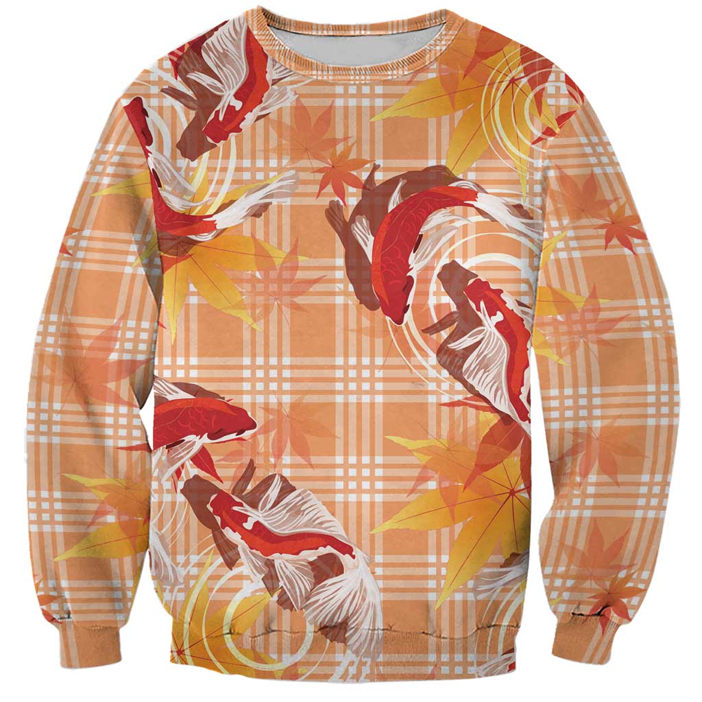 Orange Palaka Hawaii Aloha Sweatshirt Koi Pond Mix Japanese Maple - Polynesian Pride
