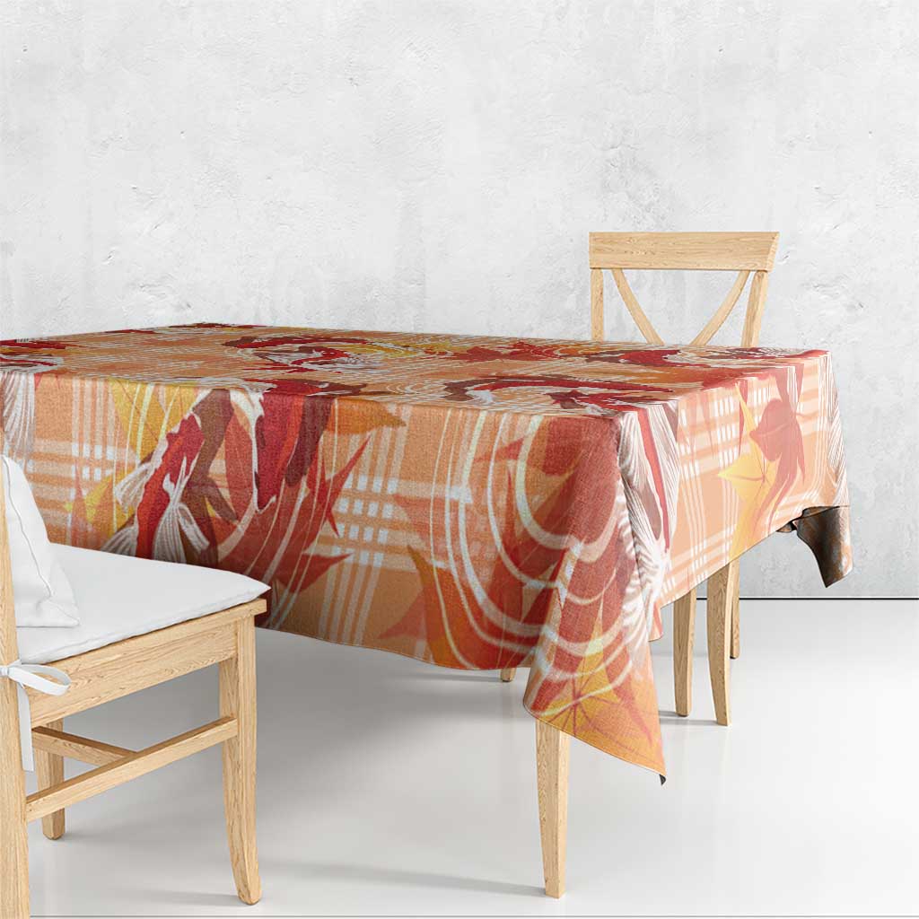 Orange Palaka Hawaii Aloha Tablecloth Koi Pond Mix Japanese Maple - Polynesian Pride