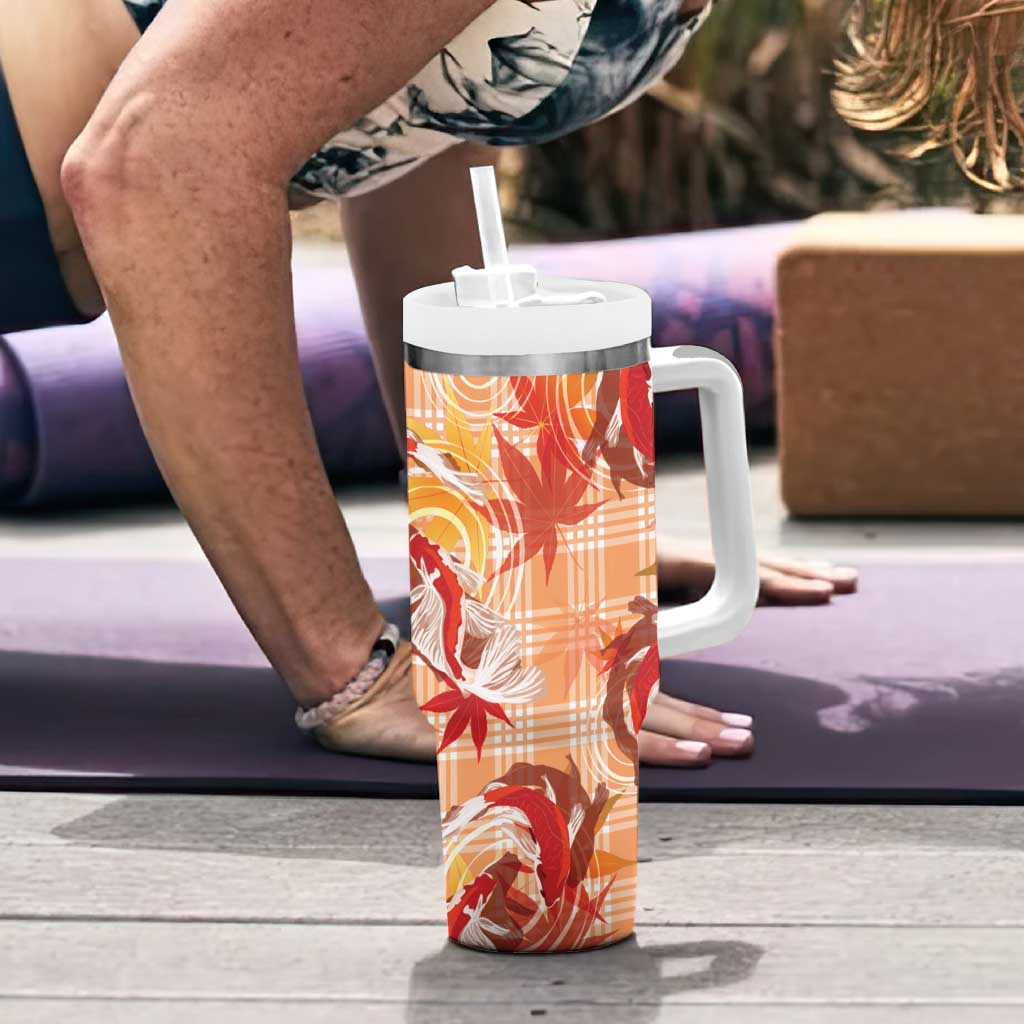 Orange Palaka Hawaii Aloha Tumbler With Handle Koi Pond Mix Japanese Maple - Polynesian Pride