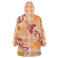 Orange Palaka Hawaii Aloha Wearable Blanket Hoodie Koi Pond Mix Japanese Maple - Polynesian Pride
