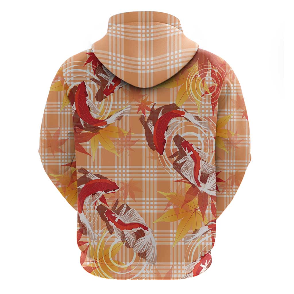 Orange Palaka Hawaii Aloha Zip Hoodie Koi Pond Mix Japanese Maple - Polynesian Pride