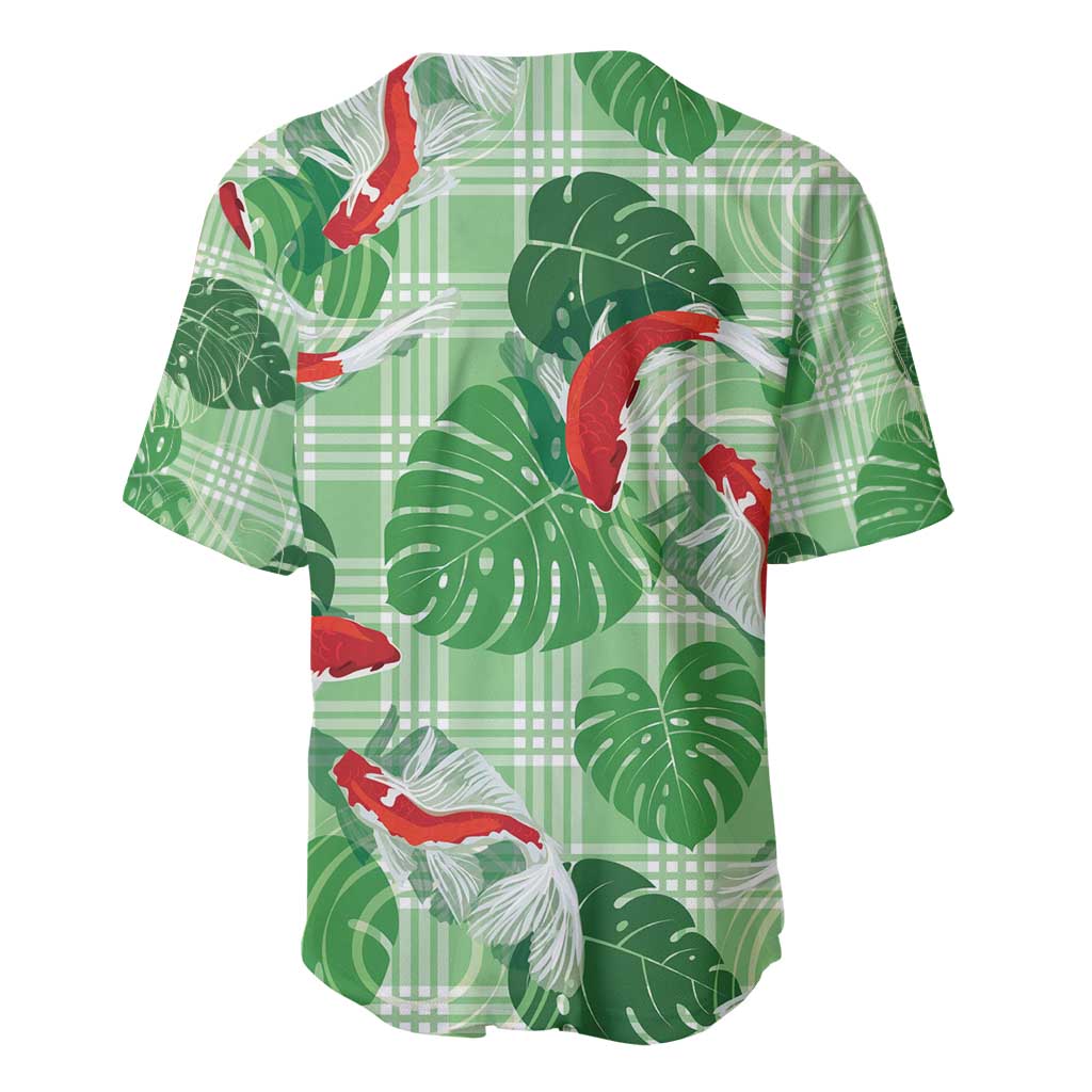 Lime Palaka Hawaii Aloha Baseball Jersey Koi Pond Mix Monstera - Polynesian Pride