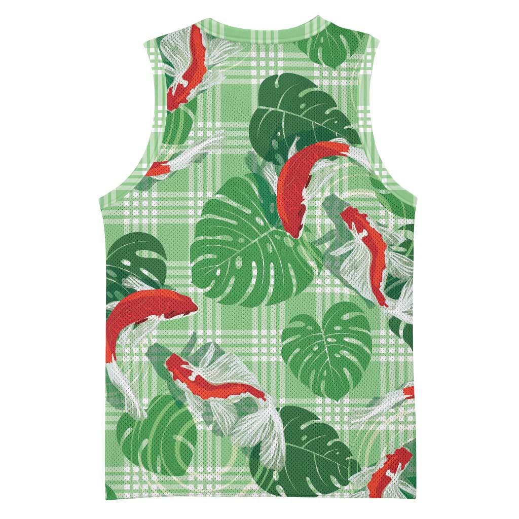 Lime Palaka Hawaii Aloha Basketball Jersey Koi Pond Mix Monstera - Polynesian Pride