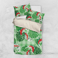 Lime Palaka Hawaii Aloha Bedding Set Koi Pond Mix Monstera - Polynesian Pride