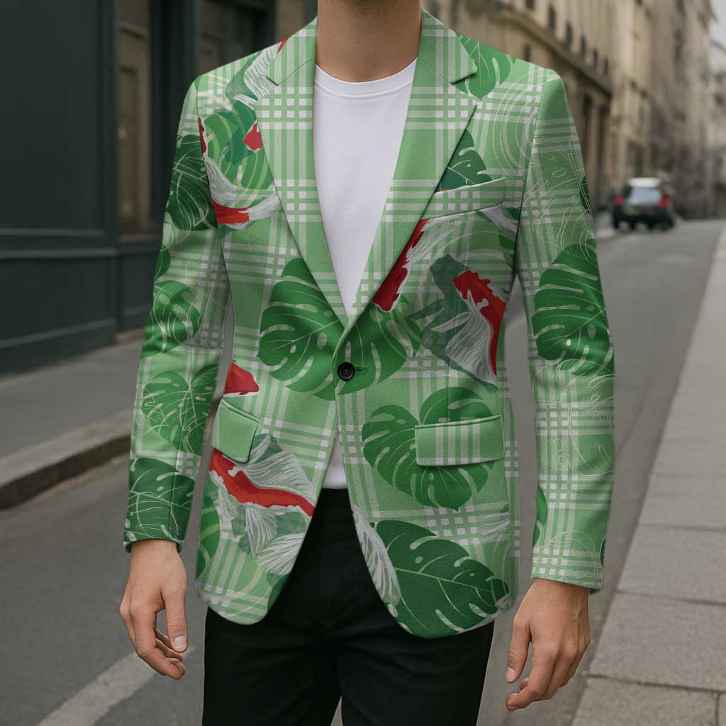 Lime Palaka Hawaii Aloha Blazer Koi Pond Mix Monstera - Polynesian Pride