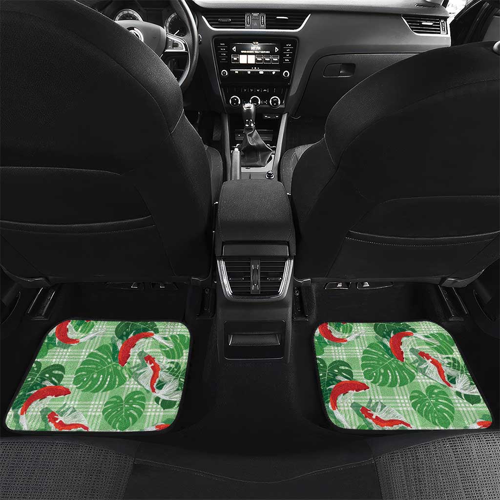 Lime Palaka Hawaii Aloha Car Mats Koi Pond Mix Monstera - Polynesian Pride