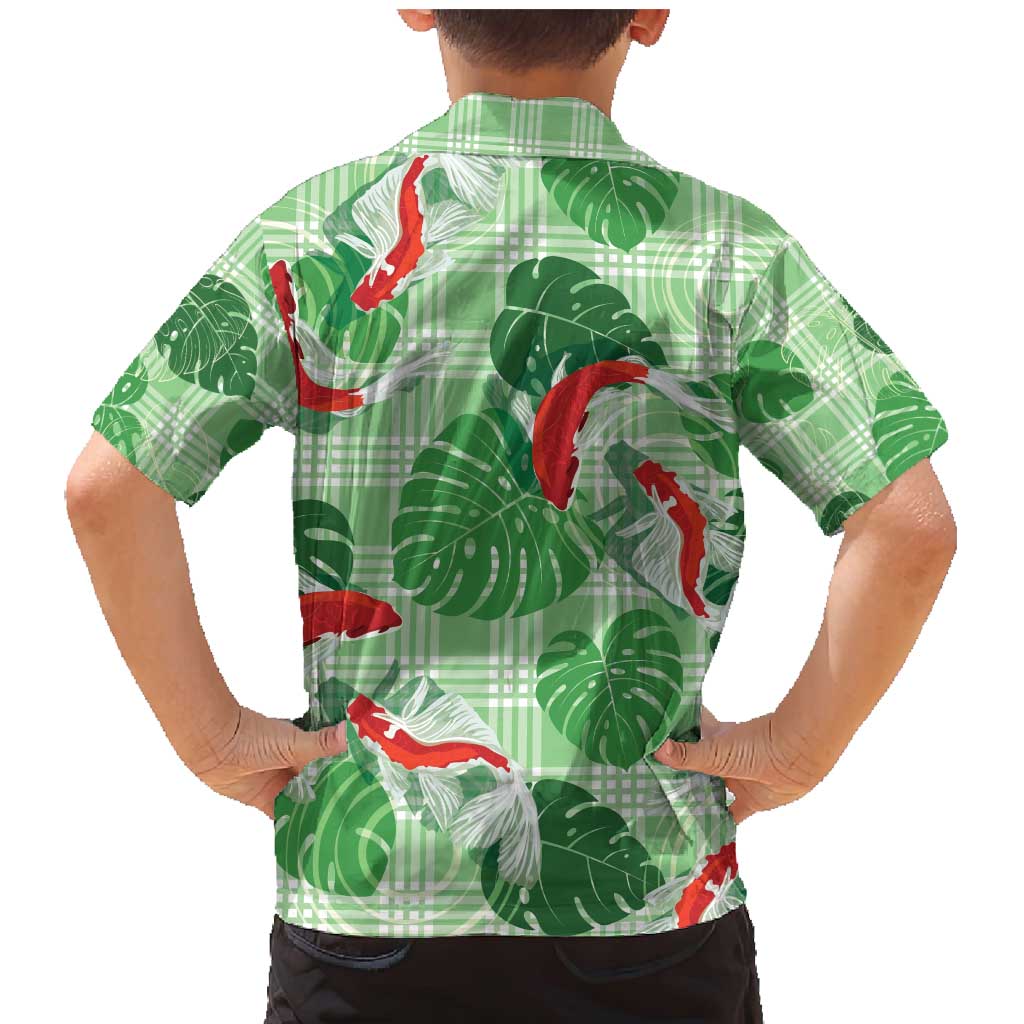 Lime Palaka Hawaii Aloha Family Matching Mermaid Dress and Hawaiian Shirt Koi Pond Mix Monstera - Polynesian Pride