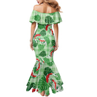 Lime Palaka Hawaii Aloha Family Matching Mermaid Dress and Hawaiian Shirt Koi Pond Mix Monstera - Polynesian Pride