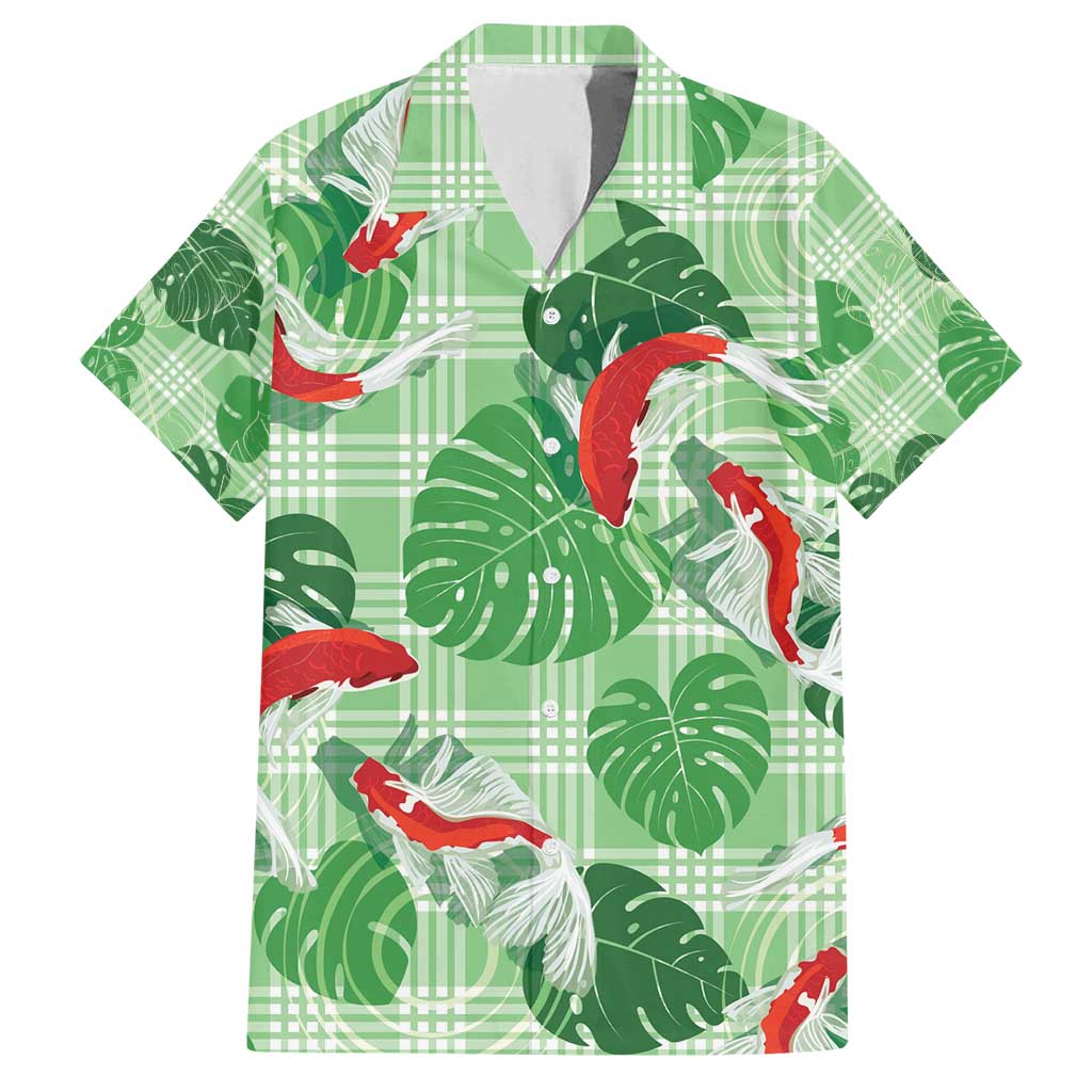 Lime Palaka Hawaii Aloha Family Matching Puletasi and Hawaiian Shirt Koi Pond Mix Monstera - Polynesian Pride