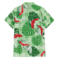 Lime Palaka Hawaii Aloha Family Matching Short Sleeve Bodycon Dress and Hawaiian Shirt Koi Pond Mix Monstera - Polynesian Pride