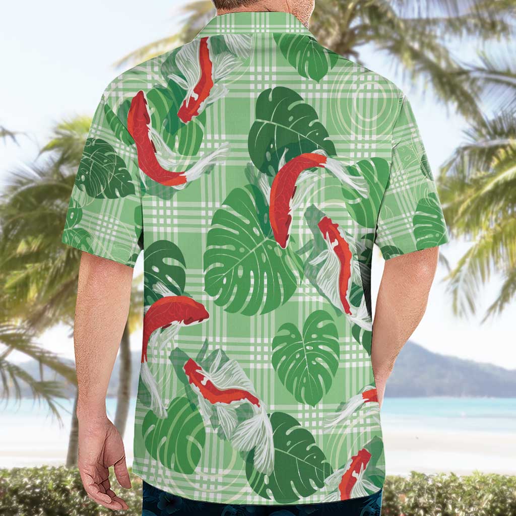 Lime Palaka Hawaii Aloha Hawaiian Shirt Koi Pond Mix Monstera - Polynesian Pride