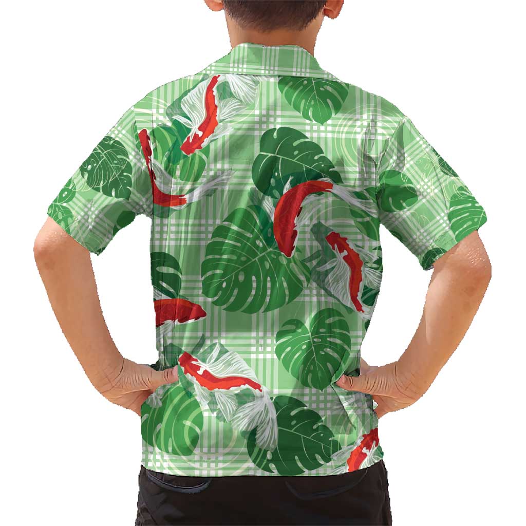 Lime Palaka Hawaii Aloha Hawaiian Shirt Koi Pond Mix Monstera - Polynesian Pride