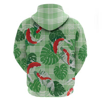 Lime Palaka Hawaii Aloha Hoodie Koi Pond Mix Monstera - Polynesian Pride