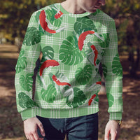 Lime Palaka Hawaii Aloha Ugly Christmas Sweater Koi Pond Mix Monstera - Polynesian Pride