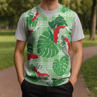 Lime Palaka Hawaii Aloha Christmas Knitted V-Neck Vest Koi Pond Mix Monstera - Polynesian Pride