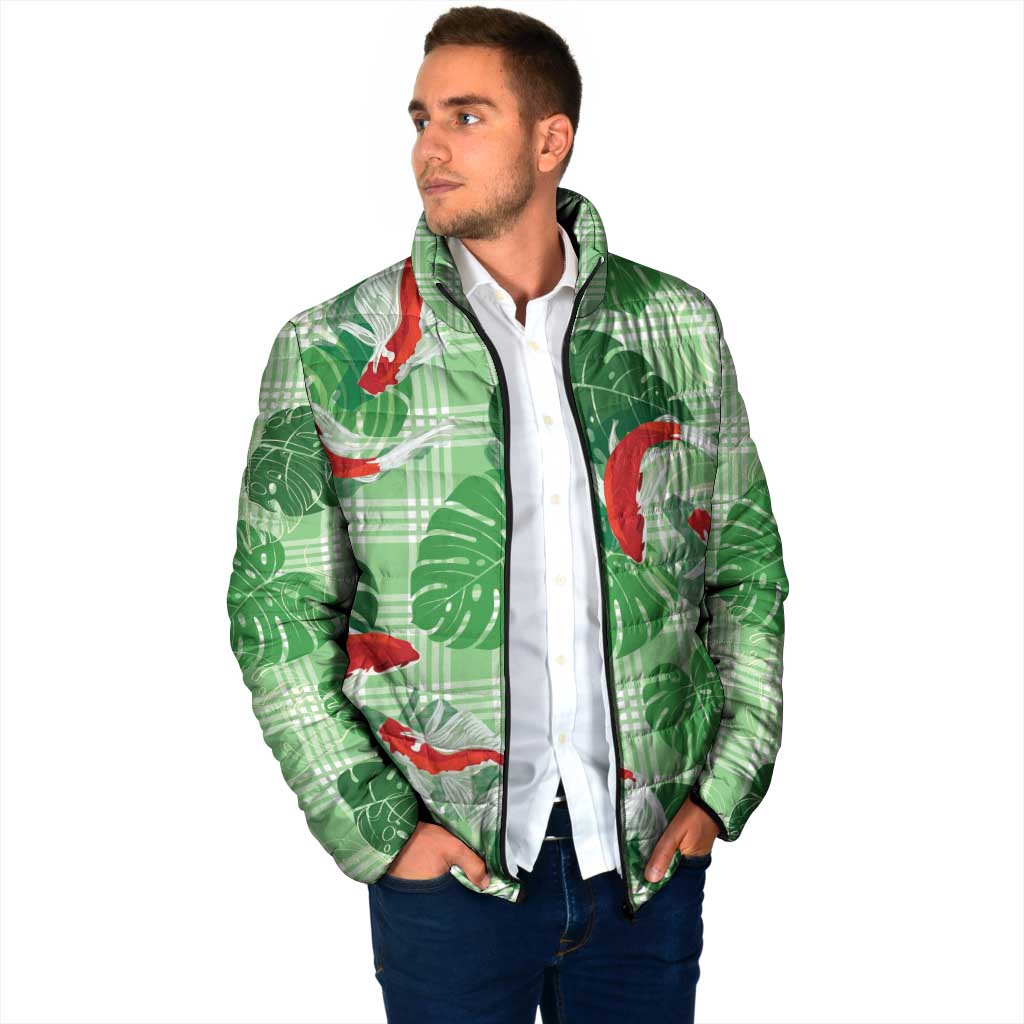 Lime Palaka Hawaii Aloha Padded Jacket Koi Pond Mix Monstera - Polynesian Pride