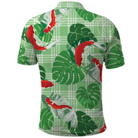 Lime Palaka Hawaii Aloha Polo Shirt Koi Pond Mix Monstera - Polynesian Pride