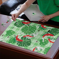 Lime Palaka Hawaii Aloha Puzzle Koi Pond Mix Monstera - Polynesian Pride