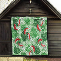 Lime Palaka Hawaii Aloha Quilt Koi Pond Mix Monstera - Polynesian Pride