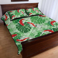 Lime Palaka Hawaii Aloha Quilt Bed Set Koi Pond Mix Monstera - Polynesian Pride