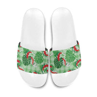 Lime Palaka Hawaii Aloha Slide Sandals Koi Pond Mix Monstera - Polynesian Pride