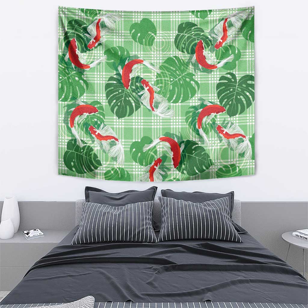 Lime Palaka Hawaii Aloha Tapestry Koi Pond Mix Monstera - Polynesian Pride
