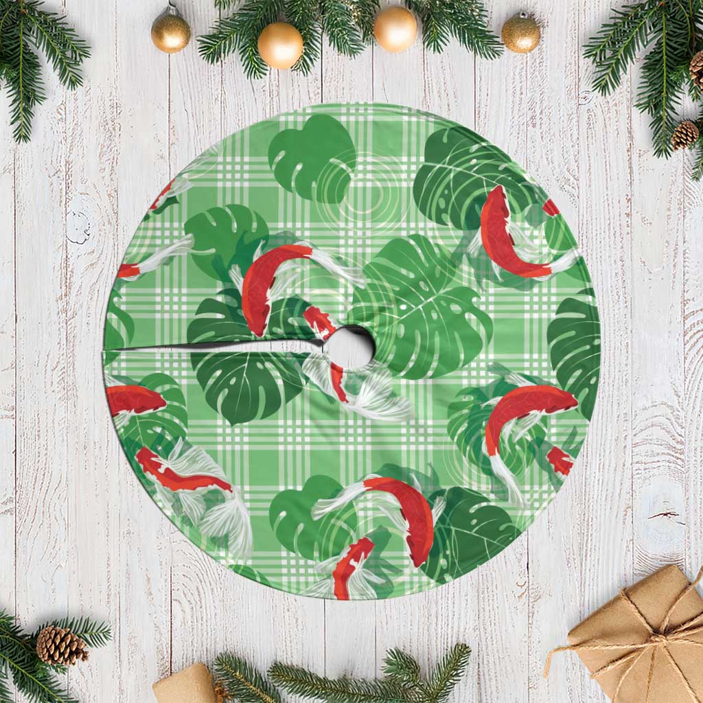 Lime Palaka Hawaii Aloha Tree Skirt Koi Pond Mix Monstera - Polynesian Pride