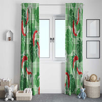 Lime Palaka Hawaii Aloha Window Curtain Koi Pond Mix Monstera - Polynesian Pride