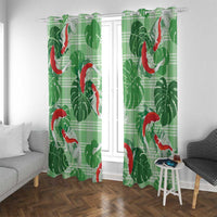 Lime Palaka Hawaii Aloha Window Curtain Koi Pond Mix Monstera - Polynesian Pride