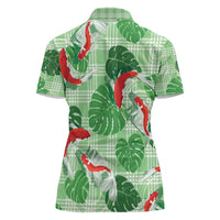 Lime Palaka Hawaii Aloha Women Polo Shirt Koi Pond Mix Monstera - Polynesian Pride