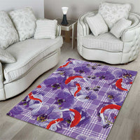 Lavender Palaka Hawaii Aloha Area Rug Koi Pond Mix Orchids - Polynesian Pride