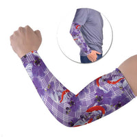 Lavender Palaka Hawaii Aloha Arm Sleeves Koi Pond Mix Orchids - Polynesian Pride