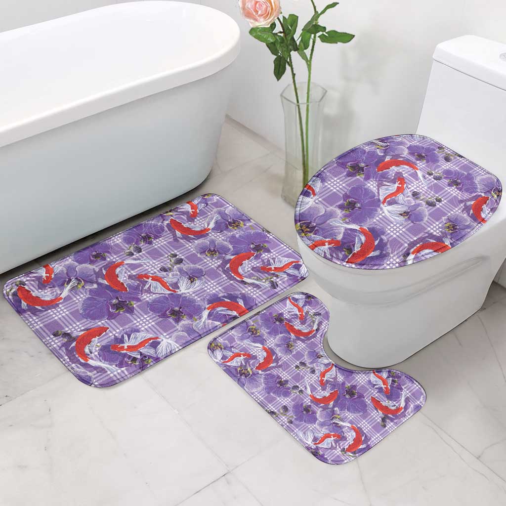 Lavender Palaka Hawaii Aloha Bathroom Set Koi Pond Mix Orchids - Polynesian Pride