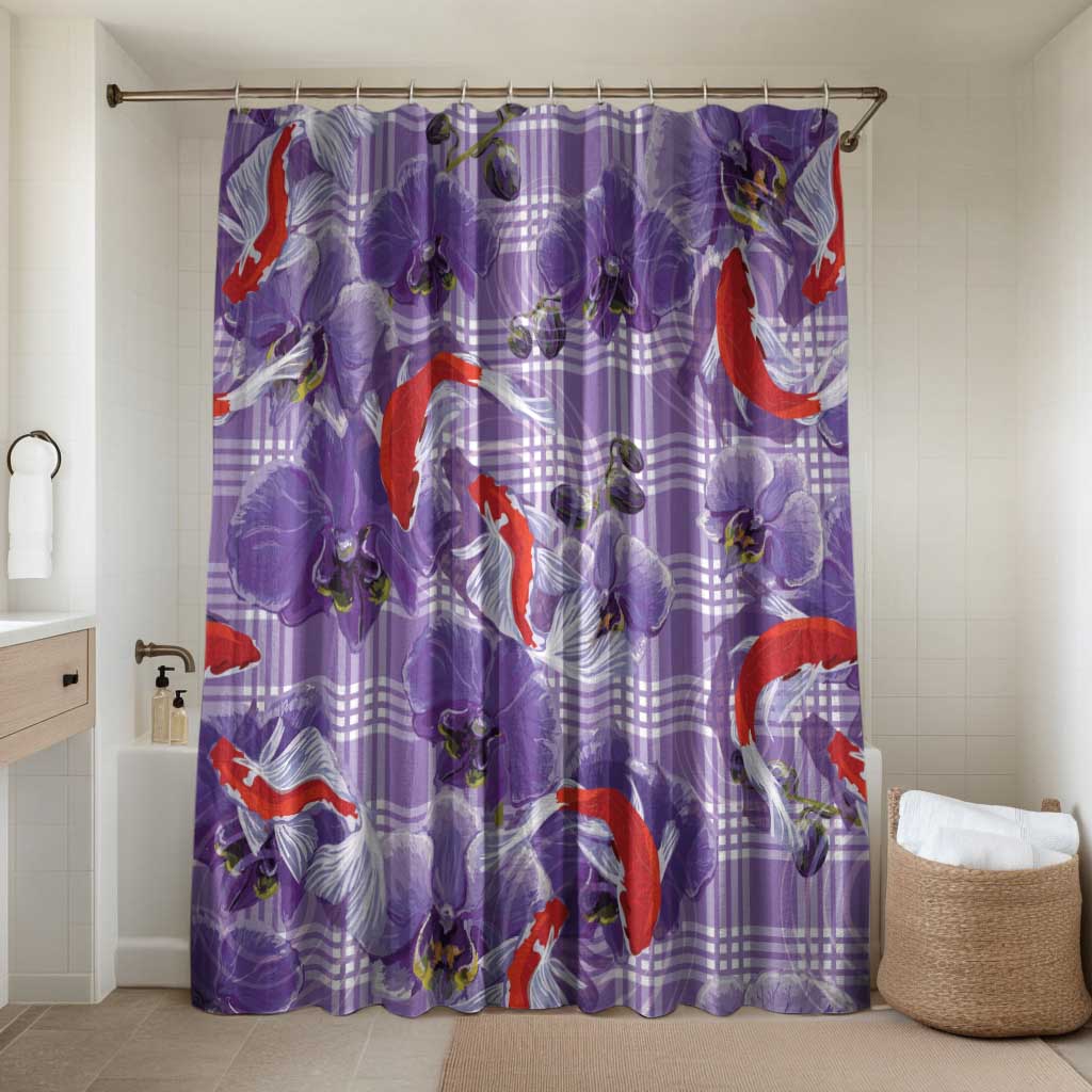 Lavender Palaka Hawaii Aloha Bathroom Set Koi Pond Mix Orchids - Polynesian Pride