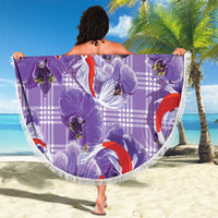 Lavender Palaka Hawaii Aloha Beach Blanket Koi Pond Mix Orchids - Polynesian Pride
