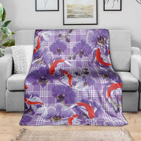 Lavender Palaka Hawaii Aloha Blanket Koi Pond Mix Orchids - Polynesian Pride