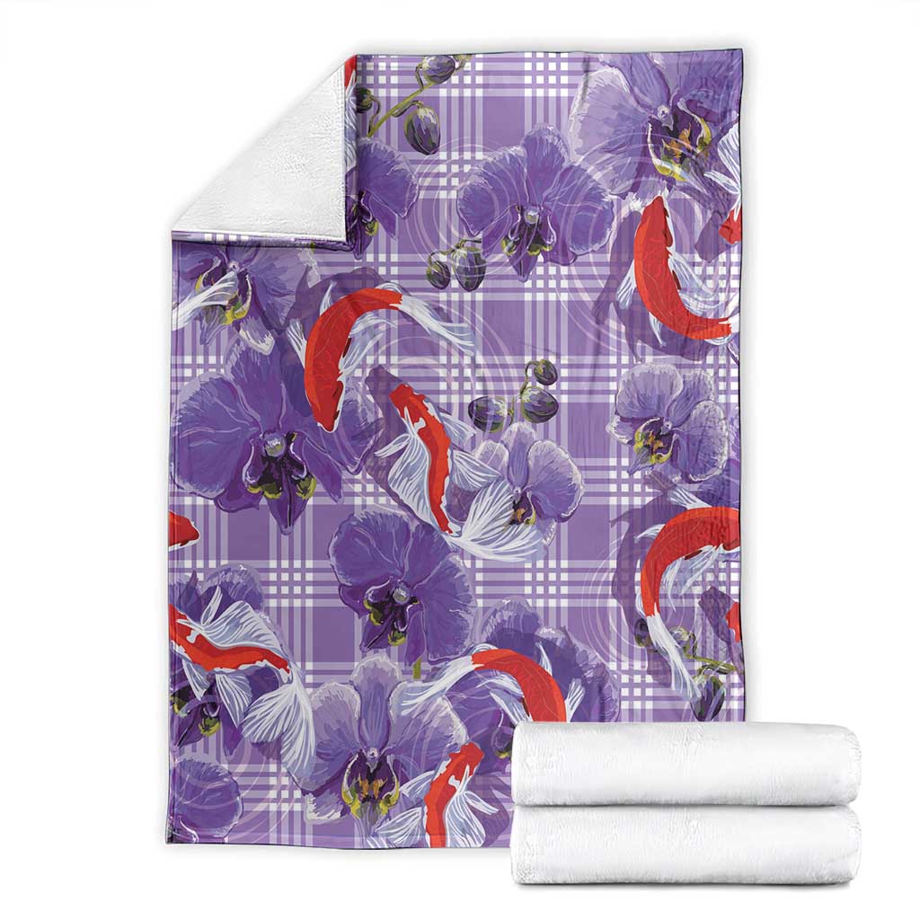 Lavender Palaka Hawaii Aloha Blanket Koi Pond Mix Orchids - Polynesian Pride