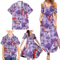 Lavender Palaka Hawaii Aloha Family Matching Summer Maxi Dress and Hawaiian Shirt Koi Pond Mix Orchids - Polynesian Pride