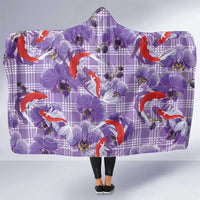 Lavender Palaka Hawaii Aloha Hooded Blanket Koi Pond Mix Orchids - Polynesian Pride